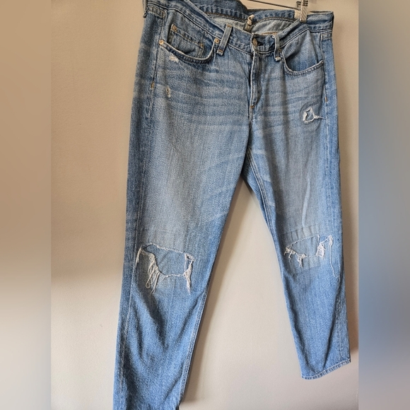 RAG & BONE Light Wash Distressed Cropped Boyfriend Jeans. Size 28 - Picture 2 of 13